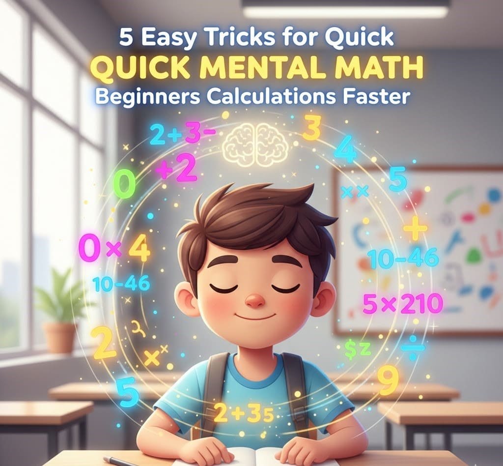 Quick Mental Math for Beginners – student solving calculations quickly using simple tricks