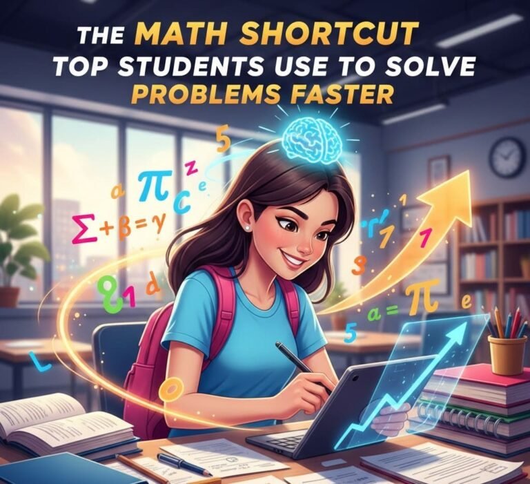 Top student using a math shortcut to solve problems faster with confidence and speed