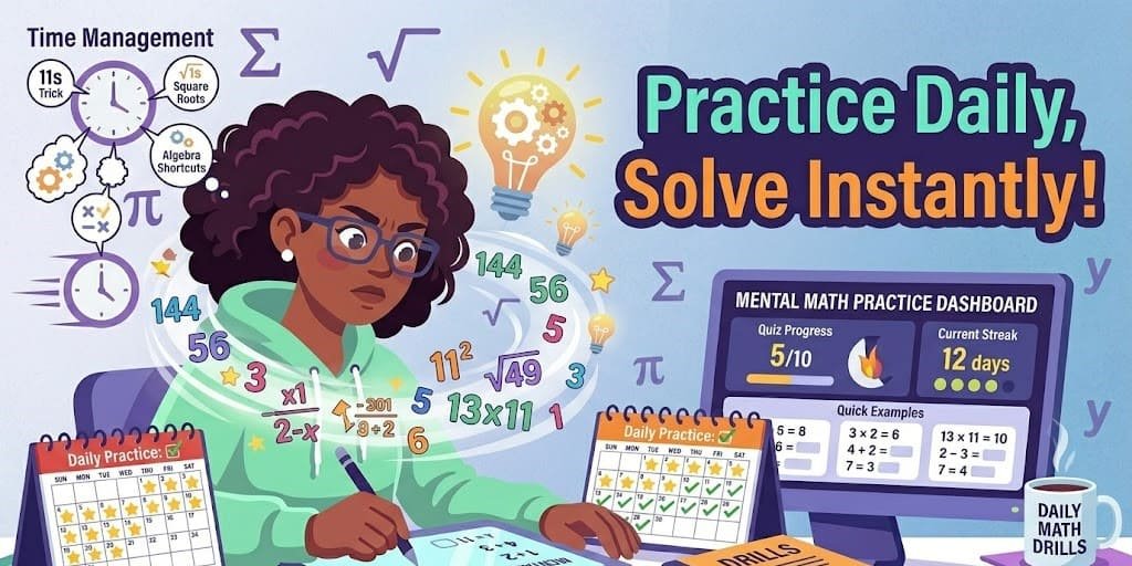 Tip for Better Practice: Students practicing simple math tricks daily to solve problems instantly.
