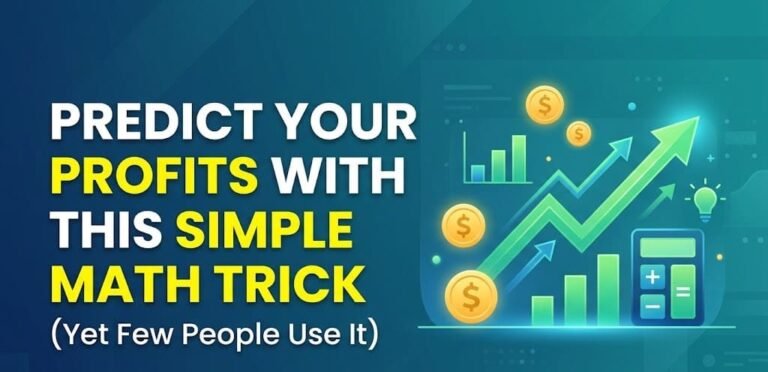 This simple math trick can help you predict profits (yet few people use it) with charts and money icons illustrating financial growth.