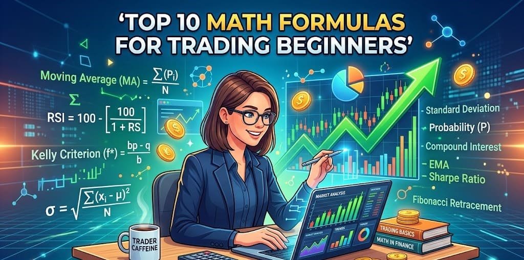Top 10 math formulas for trading beginners explained with charts, calculators, and stock market graphs