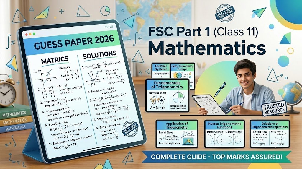 Functions and Graphs Chapter FSC Part 1 Class 11 Mathematics Guess Paper with Solutions 2026