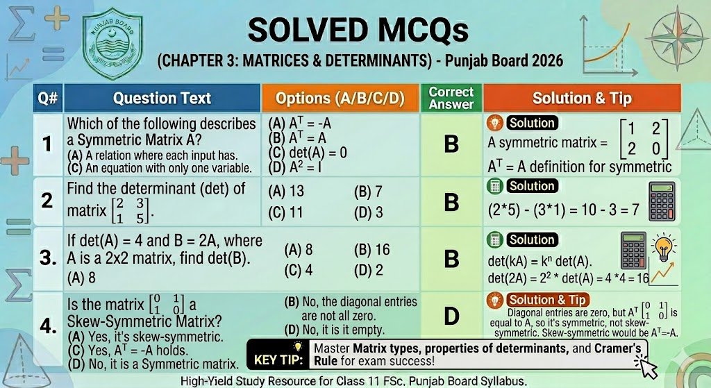 11 class math notes 2026 Punjab Board – Chapter 3 Quadratic Equations and Inequalities solved notes for FSc Part 1 Sahiwal Board exam